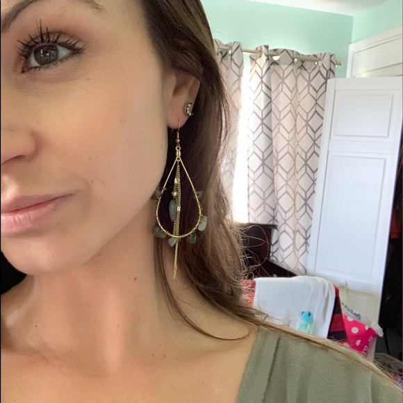 Handmade labradorite dangle earrings - Picture 3 of 3